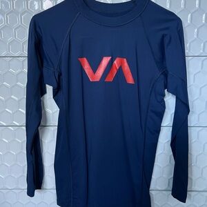 RVCA Navy Long-Sleeve Rash Guard with Red VA Logo